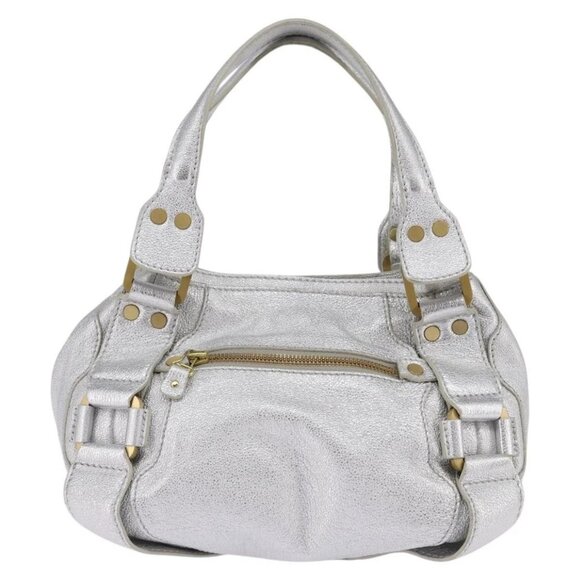 Jimmy Choo Hand Bag Leather Silver Gold Auth BA5980 - Picture 2 of 16